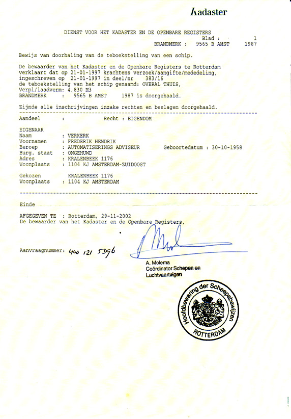 9565 B AMST 1987, doorhaling